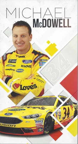 2018 MICHAEL MCDOWELL "LOVE'S TRUCK STOP" #34 NASCAR MONSTER ENERGY POSTCARD Cover