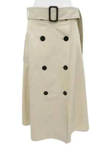 Falda Carolina Herrera Algodón Estilo Trinchera Cinturón Doble Pecho Beige Usada - Imagen 1 de 6