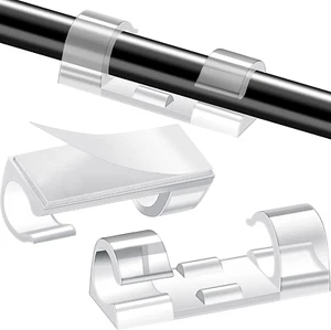 100 Pieces Self-Adhesive Cable Clips Finisher Wire Clamp Sticky Clear Cable Clip - Afbeelding 1 van 8