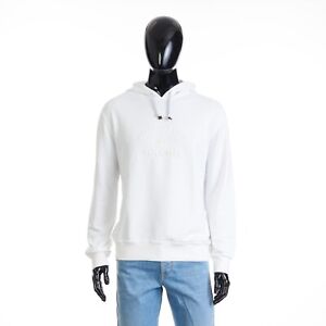 BRUNELLO CUCINELLI 1300$ White Hooded Sweatshirt - Logo Embroidery, French Terry