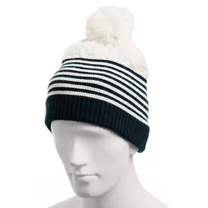 Coal Men or Women Sweater Unisex Beanie Creme One Size Cream White Black Stripe - Picture 1 of 2