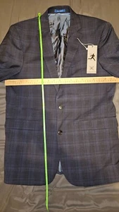 NEW Vince Camuto 38R Men's Slim Fit Stretch Blazer Medium Blue Plaid 100% Wool - Picture 1 of 5