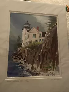 Bass Harbor, ME Lighthouse Lou McMurray, Watercolor Print Signed 25/250, Matted - Picture 1 of 7