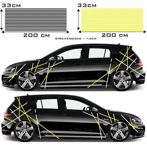 Streifen Dekor Aufkleber Auto Linien Striche als Tuningaufkleber Racing Style - Picture 1 of 7
