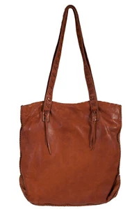 Scully Damen Handtasche hellbraun Leder Kreuzstich Schnürsenkel B181 - Bild 1 von 2