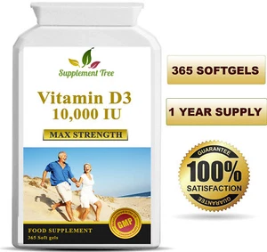 Vitamin D3 10000iu 365 Soft Gel capsules High Strength Vitamin D 10,000iu Vit d - Picture 1 of 6