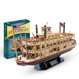 3D Puzzles Assemble Model Ship Mississippi Steamboat Kids Educational Toys Gift - Picture 1 of 6