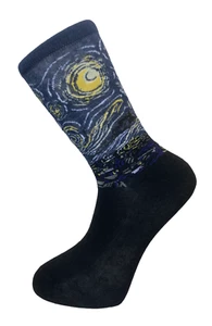 Frederick Thomas Van Gogh Noche Estrellada Hombre Calcetines Algodón Azul y Negro - Imagen 1 de 1