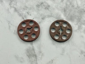 Lego Parts (2) Brown / Reddish Brown Technic Wedge Belt Wheel (Pulley) ~ No 4185 - Picture 1 of 1