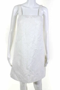 J Crew Womens Back Zip Square Neck Floral Mini Shift Dress White Cotton Size 0 - Picture 1 of 4
