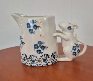 Vintage Anthropologie Mouse Creamer Elise Blue, Very Rare - Picture 1 of 5