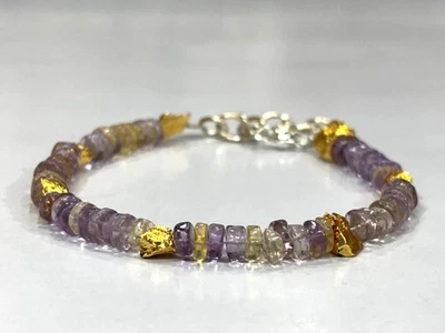 Pirita con cuentas de ametrino cuentas de cuarzo 5x7 mm -4 mm pulsera cuentas de piedras preciosas Foto 1 de 4