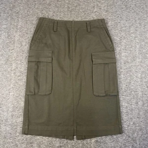 Vince Skirt Womens 2 Olive Green Cargo Utility Pencil Midi Twill Pockets - Picture 1 of 10