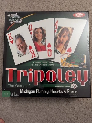 全新 - Tripoley 钻石版纸牌游戏 - 密歇根州拉米之心扑克(理想) — 第 1/4 张图片