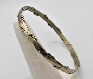 Brazalete Brazalete Vintage Plata Esterlina Estampado Hecho en México - Muñeca Promedio 7-8" - Imagen 1 de 8
