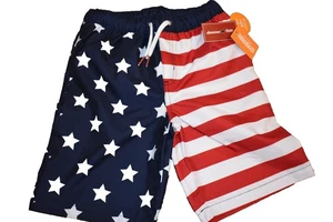 k4 !WOW! NWT Gymboree Sizes 6 7 8 American Flag USA Swimsuit swim Trunks Shorts - Picture 1 of 4