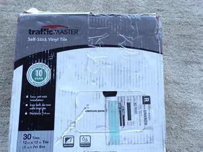 TrafficMaster 12" W x 12" L Peel & Stick Vinyl Tile Flooring 30 Pieces Black @dS - Image 1 of 4