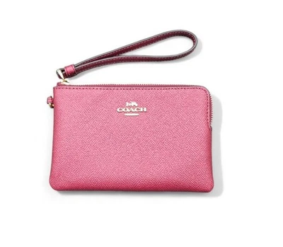 NUEVA Muñequera Coach con Cremallera en Esquina en Caja - Cuero Negro Cereza - CF547 Foto 1 de 4