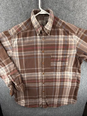 Xadrez Armani flanela Giorgio bege marrom com botões Misura grande Itália algodão - Imagem 1 de 4