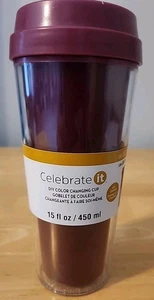 Celebrate It hágalo usted mismo taza de calor que cambia de color con tapa 15 OZ granate nueva con etiquetas - Imagen 1 de 7