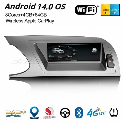 8,8" Qualcomm 8 Kern Android 14 DAB+ Autoradio Für Audi A4 Navi 64GB CarPlay USB - Bild 1 von 4