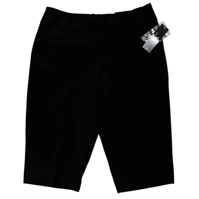 NWT Worthington Modern Fit Bermuda Dress Shorts Size 4 Black Pockets Cuff Trendy - Image 1 of 4