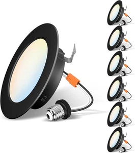 LVWIT Black LED Recessed Light 4inch, Can Lighting Color 4in-6pack,  - Picture 1 of 8