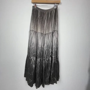 Double D Ranchwear Bronze Satin Tiered Maxi Skirt M Cowgirl Western Prairie Core - Picture 1 of 6