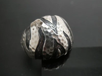 Anillo JAI John Hardy Plata de Ley 925 Palu Macan Rayas de Tigre Cúpula Talla 10.5 Foto 1 de 4