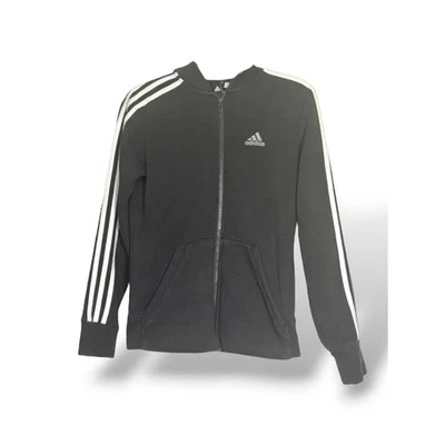 Chaqueta con Capucha Adidas Juvenil Mediana Negra 3 Rayas Cremallera Completa Talla 10-12 Ropa Activa Foto 1 de 4