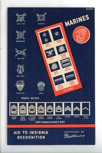 Postal militar insignia marina de Estados Unidos tabla de reconocimiento lino Fred Harvey - Imagen 1 de 2
