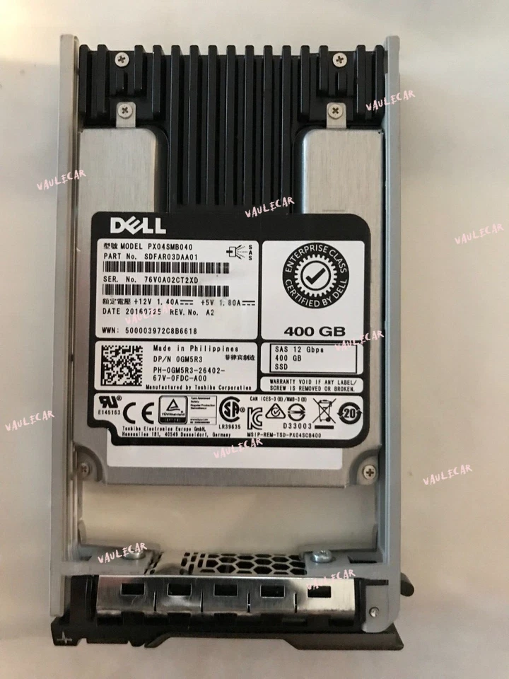 0GM5R3 GM5R3 DELL 400GB 12Gb/s SAS 2.5in MLC SSD R720 R730 R630 - Image 1 of 1