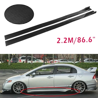 Carbon Fiber 2.2m Side Skirt Extensions Rocker Panel For Honda Civic - Image 1 of 4