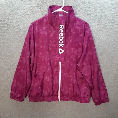 Chaqueta deportiva Reebok Track para mujer grande púrpura estampada Focus Y2K Foto 1 de 4