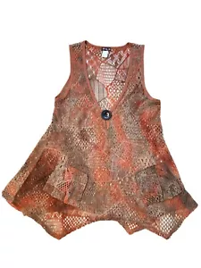 Lilly By Firmiana 3X Rose Boho Crochet Vneck Sleeveless Top A1204R35 - Picture 1 of 11