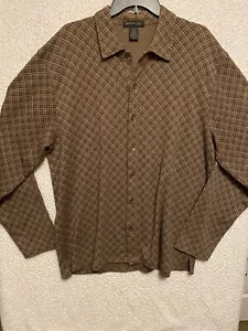 Kenneth Cole New York Camicia a quadretti marrone cioccolato uomo 2XL Exc Cond - Foto 1 di 4