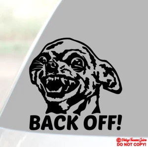 BACK OFF! ANGRY CHIHUAHUA Vinyl Decal Sticker Car Window Bumper Mean Dog Face - Picture 1 of 2