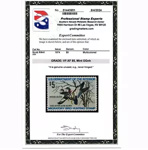 EXCELLENT GENUINE SCOTT #RW41 MINT PRISTINE OG NH PSE CERT GRADED VF-XF 85 - Picture 1 of 3