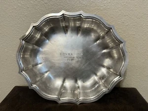 Chippendale 695 International Silver Scalloped Silver Plated Engraved Dish 11x9 - Picture 1 of 8