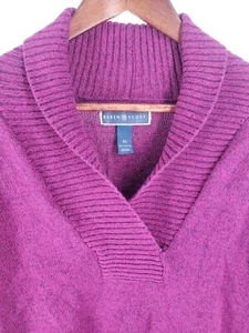 Karen Scott Rib Knitted Plum Royal Purple Sweater Size XL Cotton Stretch Heather - Picture 1 of 7