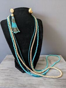 Beaded Necklace And Earrings Mismatch Assymetric Avant Guard. Beads nicely drape