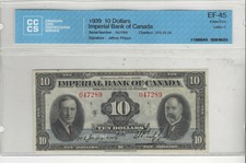1939 Imperial Bank of Canada Ch# 375-24-04 $10 Note ;CCCS EF-45 SN# 047289 