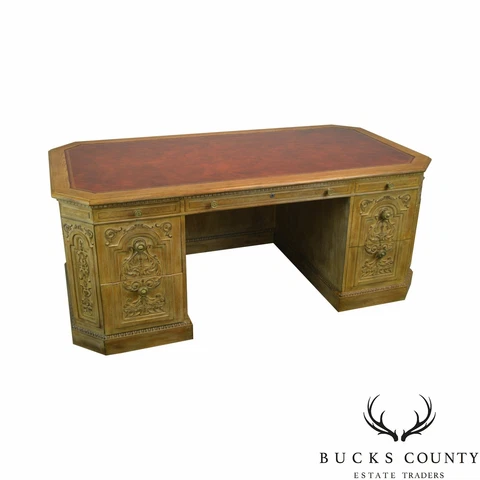 French Rococo Style Custom Quality Carved Executive Desk Cover