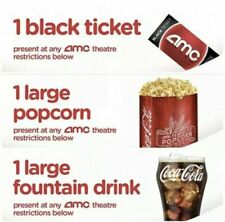 1 AMC Black Movie Ticket, 1 Drink and 1 Popcorn Sent by  Messaging