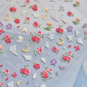 3d Spring Flower Nails Sticker Nail Art Floral Nail Water Transfer Nail Decal AT - Picture 1 of 6
