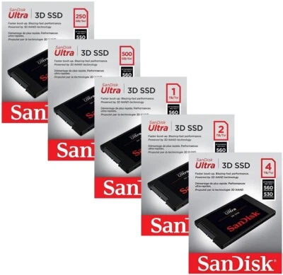 SanDisk SSD Ultra 3D 250GB 500GB 1TB 2TB 4TB SATA III 3D NAND 2.5" Internal LOT - Image 1 of 4