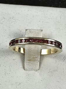 Simulated Ruby CZ Eternity Band Ring Sz 10 - Picture 1 of 2