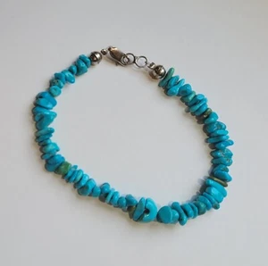 Southwestern Turquoise Blue Howlite Nuggets Vintage 7in Bracelet With Clasp - Picture 1 of 5