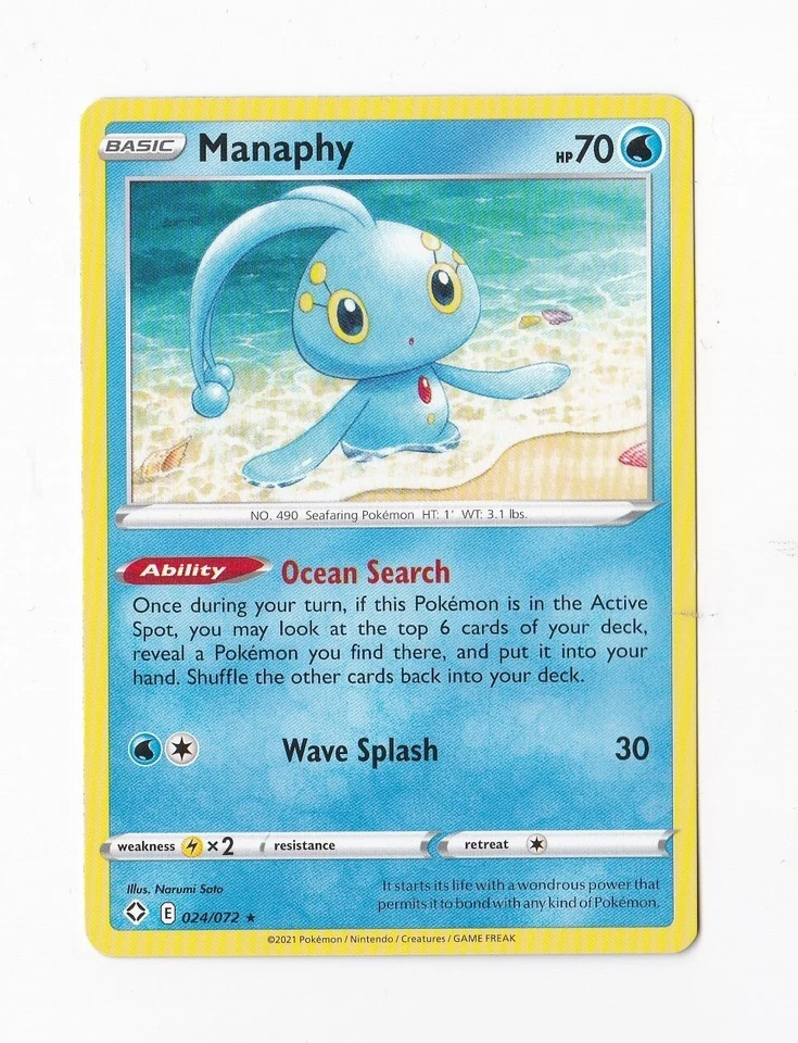 2021 Pokémon Basic MANAPHY HP 70 024/072 - Image 1 of 1
