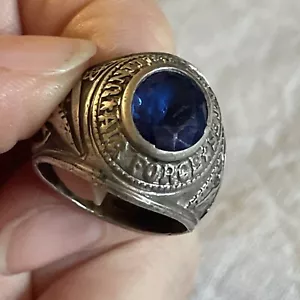 United States Air Force Ring Solid Sterling Silver Blue– Stone Sz 11 - Picture 1 of 10